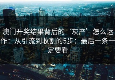 澳门开奖结果背后的‘灰产’怎么运作：从引流到收割的5步：最后一条一定要看