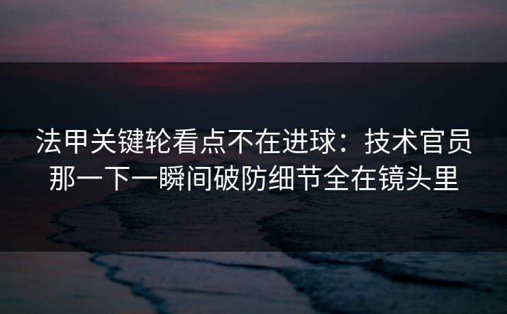 法甲关键轮看点不在进球：技术官员那一下一瞬间破防细节全在镜头里