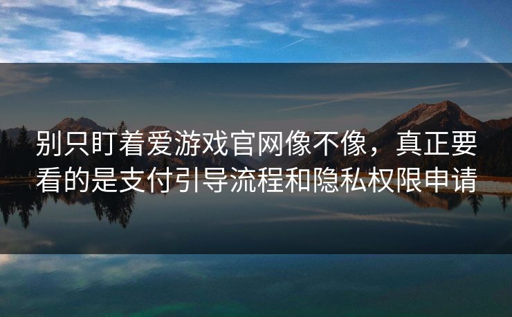 别只盯着爱游戏官网像不像，真正要看的是支付引导流程和隐私权限申请